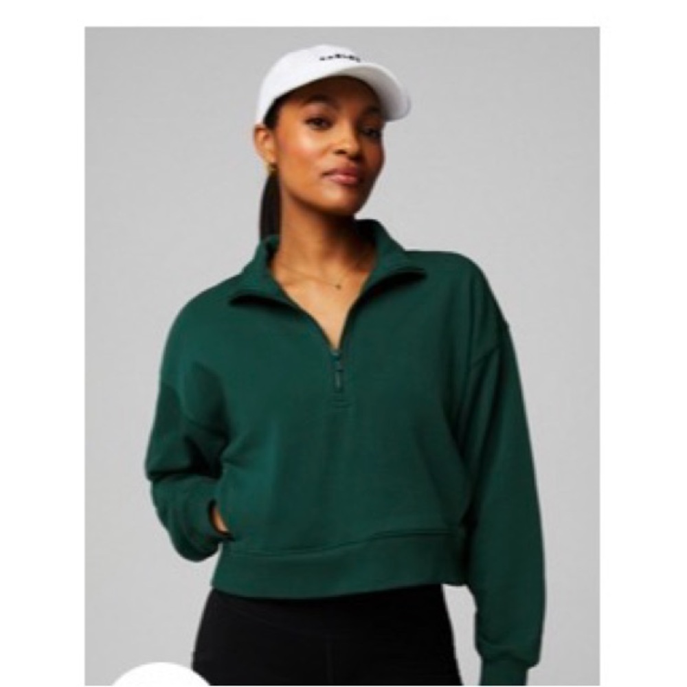 Fabletics Forest Green Quarter-Zip Pullover - image 1